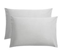 FLXXIE 2 Pack 100% Brushed 1800 Microfiber Plain Queen Pillowcases, Wrinkle and Stain Resistant, Soft and Cozy Envelope Closure Bed Pillow Cases, Light Grey, 50x75 cm