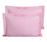 FLXXIE 2 Pack 100% Brushed Microfiber 1800 Oxford Pillowcases, Stain Fade and Wrinkle Resistant, Soft and Cozy King Oxford Pillow Cases | Hotel Quality Pillow Shams, Pink, 50x90 cm