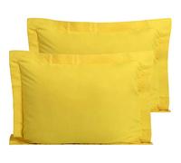 FLXXIE 2 Pack 100% Brushed Microfiber 1800 Oxford Pillowcases, Stain Fade and Wrinkle Resistant, Soft and Cozy Standard Oxford Pillow Cases | Hotel Quality Pillow Shams, Yellow, 50x75 cm