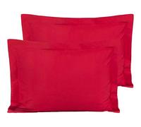 FLXXIE 2 Pack 100% Brushed Microfiber 1800 Oxford Pillowcases, Stain Fade and Wrinkle Resistant, Soft and Cozy Standard Oxford Pillow Cases | Hotel Quality Pillow Shams, Red, 50x75 cm