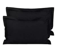 FLXXIE 2 Pack 100% Brushed Microfiber 1800 Oxford Pillowcases, Stain Fade and Wrinkle Resistant, Soft and Cozy King Oxford Pillow Cases | Hotel Quality Pillow Shams, Black, 50x90 cm