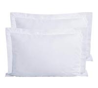 FLXXIE 2 Pack 100% Brushed Microfiber 1800 Oxford Pillowcases, Stain Fade and Wrinkle Resistant, Soft and Cozy King Oxford Pillow Cases | Hotel Quality Pillow Shams, White, 50x90 cm