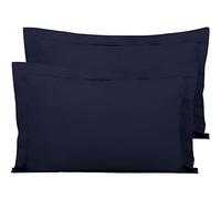 FLXXIE 2 Pack 100% Brushed Microfiber 1800 Oxford Pillowcases, Stain Fade and Wrinkle Resistant, Soft and Cozy King Oxford Pillow Cases | Hotel Quality Pillow Shams, Navy, 50x90 cm