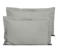 FLXXIE 2 Pack 100% Brushed Microfiber 1800 Oxford Pillowcases, Stain Fade and Wrinkle Resistant, Soft and Cozy King Oxford Pillow Cases | Hotel Quality Pillow Shams, Smoke Grey, 50x90 cm