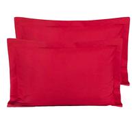 FLXXIE 2 Pack 100% Brushed Microfiber 1800 Oxford Pillowcases, Stain Fade and Wrinkle Resistant, Soft and Cozy King Oxford Pillow Cases | Hotel Quality Pillow Shams, Red, 50x90 cm