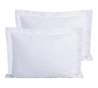 FLXXIE 2 Pack 100% Brushed Microfiber 1800 Oxford Pillowcases, Stain Fade and Wrinkle Resistant, Soft and Cozy Standard Oxford Pillow Cases | Hotel Quality Pillow Shams, White, 50x75 cm