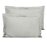 FLXXIE 2 Pack 100% Brushed Microfiber 1800 Oxford Pillowcases, Stain Fade and Wrinkle Resistant, Soft and Cozy King Oxford Pillow Cases | Hotel Quality Pillow Shams, Light Grey, 50x90 cm