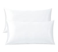 FLXXIE 2 Pack 500 Thread Count 100% Egyptian Cotton Pillowcases, Super Cozy and Breathable King Pillow Cases with Envelope Closure, 50x90 cm, White