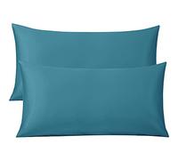 FLXXIE 2 Pack 500 Thread Count 100% Egyptian Cotton Pillowcases, Super Cozy and Breathable King Pillow Cases with Envelope Closure, 50x90 cm, Teal