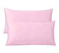 FLXXIE 2 Pack 500 Thread Count 100% Egyptian Cotton Pillowcases, Super Cozy and Breathable King Pillow Cases with Envelope Closure, 50x90 cm, Pink
