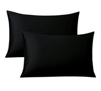 FLXXIE 2 Pack 500 Thread Count 100% Egyptian Cotton Pillowcases, Super Cozy and Breathable Queen Pillow Cases with Envelope Closure, 50x75 cm, Black