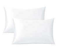 FLXXIE 2 Pack 500 Thread Count 100% Egyptian Cotton Pillowcases, Super Cozy and Breathable Queen Pillow Cases with Envelope Closure, 50x75 cm, White