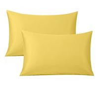 FLXXIE 2 Pack 500 Thread Count 100% Egyptian Cotton Pillowcases, Super Cozy and Breathable Queen Pillow Cases with Envelope Closure, 50x75 cm, Yellow