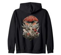 Fly Agaric Art Vintage Forest Mushroom Illustration Zip Hoodie