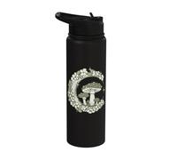 Fly Agaric Mushroom Toadstool on Crescent Moon Stainless Steel Insulated Water Bottle