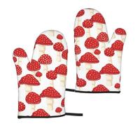 Fly Agaric Red Mushrooms, Kitchen Oven Mitts Anti-Slip Cooking Gloves,Heat Resistant Baking Mitts A Pair