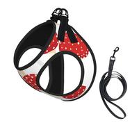 Fly Agaric Red Mushrooms Pattern,Pet Harness,Adjustable Reflective Dog Harness,Pet Leash Vest,L