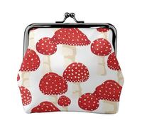 Fly Agaric Red Mushrooms Pattern, PU Leather Coin Purse, Small Wallets, Change Pouch with Kiss Lock Clasp Buckle, Change Purse