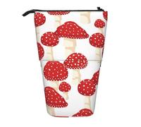 Fly Agaric Red Mushrooms Pattern,Standing Pencil Holder Stationery Bag Pencil Pouch Organizer Telescopic Pencil Case