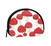 Fly Agaric Red Mushrooms Pattern, Women's Storage Bag Shell Makeup Bag Small Coin Purse Shell Change Pouch