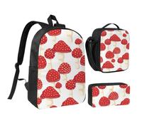 Fly Agaric Red Mushrooms,Student Backpack,Lunch Bag,Pencil Case 3 Piece Set