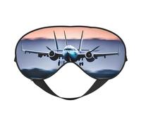 Fly Airplane Print Soft Eye Mask with Adjustable Strap Sleep Shade Cover for Airplane Travel Nap