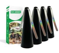Fly Away - 4 Pack Outdoor Fly Repellent Fan, Outside or Inside Table use, Restaurant, Barbeque, Events, Deter Flies, Wasps, Bees, Other Moscas and Bugs Away, Battery Operated, Tabletop, Hanging Hook.