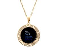 Fly Back Breast And Free Round Pendant Necklace Diamond Edging Brilliant Personalized Jewelry Gifts for Women Golden-style