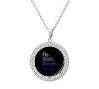 Fly Back Breast And Free Round Pendant Necklace Diamond Edging Brilliant Personalized Jewelry Gifts for Women Silver-style