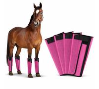 Fly Boots for Horses Set of 4, Horse Fly Boots with Reinforced Stitching, Extra-Wide Adjustable Hook & Loop Strap for Secure Fit, Breathable Mesh Fly Leg Wraps for Horse (4Pack, Pink)