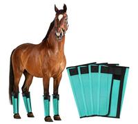 Fly Boots for Horses Set of 4, Horse Fly Boots with Reinforced Stitching, Extra-Wide Adjustable Hook & Loop Strap for Secure Fit, Breathable Mesh Fly Leg Wraps for Horse (4Pack, Green)