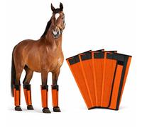 Fly Boots for Horses Set of 4, Horse Fly Boots with Reinforced Stitching, Extra-Wide Adjustable Hook & Loop Strap for Secure Fit, Breathable Mesh Fly Leg Wraps for Horse (4Pack, Orange)