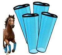 Fly Boots for Horses Set of 4 - Innovative Curved-Edge Design, Anti-Sag Stays, Breathable Mesh Leg Protection, Reduces Stomping & Fatigue, Adjustable Secure Fastening for Pasture & Paddock - Sky Blue