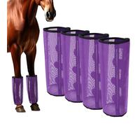 Fly Boots for Horses Set of 4 Reliable Leg Protection from Flies Insects Breathable Mesh Wraps for Turnout Pasture Riding Secure Stay On Fit Purple 4 Boots