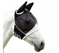 Fly - Breathable Mesh UV Protection Half Face Cover with Ears Elastic Band, Large Eye Space, Nylon + Fabric, Sizes S/M/L 90-120 g, for Livestock Cows Farm All Year Round