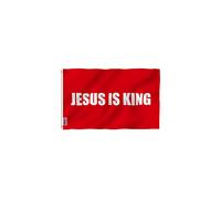 Fly Breeze 3x5 Foot Jesus is King Flag - Vivid Color and Fade Proof - Canvas Header and Double Stitched - White Christian Flags Polyester with Brass