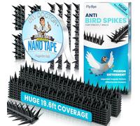 Fly-Bye Anti Bird Spikes + Nano Tape Bundle - Huge 6m Coverage with 2500 Spikes - Pigeon Deterrent for Wall & Fence - Anti Pigeon Spikes for Cats & Birds - Durable Nano Tape for Fixing