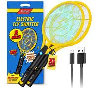 Fly-Bye Electric Fly Swatter Xl 2 Pack - 4000V Bug Zapper - Usb Charging And Led Light - Indoor Outdoor Fly Killer Set