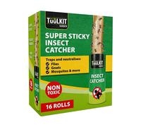 Fly Catcher Sticky FLY PAPER | 16 Rolls of Super Sticky Fly Paper | Insect Fly Catcher tape | Easily Traps Mosquitoes, Flies, Ants | Indoor & Outdoor Use | Environmentally Friendly | (TuuLKIT)