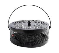 Fly Coil Holder, Portable Iron Coil Burner with Handle & Lid 5.12 x 2.56 inches, Fireproof Metal Container, Decorative for Living Room, Picnic, Backyard, Versatile Various Settings