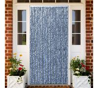 vidaXL Curtain - Polypropylene Chenille - Blue, White & Silver - 100x220 cm - Removable, Easy To Clean & Water-, Ideal for Home, Mobile Home or Caravan