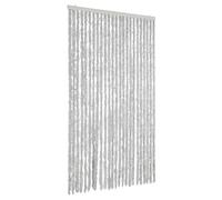 vidaXL Chenille Fly Curtain 100x200cm - Insect Barrier, Doorway Blind, Privacy Screen, Soft Strands, Washable - Silver Grey/Pink