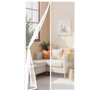 Fly Curtains 124 x 243 cm Powerful Magnets and Full Frame Magic Tape, No Drill Installation Mosquito Proof Door Curtains Hundreds of Sizes, Lets Fresh Air in, White
