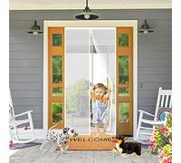 Fly Curtains for Doors Magnetic, 110 x 210 cm Foldable Mesh Fly Curtain Keep Insects Out, Magnetic Top-to-Bottom Seal Snap Close Automatically【White】