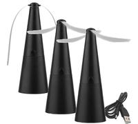 Fly Fans for Tables, 3 Pieces Portable USB Fly R-epellent Fan, Spinner Indoor Outdoor F-ly Fans, Keep F-lies and B-ugs Away from Your Food, F-ly F-ans Perfect for Dining, Barbecues and Picnics, Black