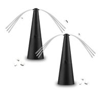Fly Fans for Tables, Battery Operated Food Fans to Keep Fly Away, Portable Table Fly Spinners with Soft Blades, 360° Rotatable Outdoor Fly Repellent Fan for Party, Picnic, Patio, BBQ (Black,2Pcs)