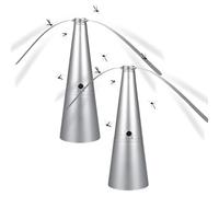 Fly Fans for Tables, Battery Operated Food Fans to Keep Fly Away, Portable Table Fly Spinners with Soft Blades, 360° Rotatable Outdoor Fly Repellent Fan for Party, Picnic, Patio, BBQ (Silver,2Pcs)