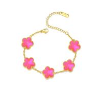 FLY FEI 18K Gold-Plated Four Leaf Clover Bracelet for Women,Adjustable lucky Bracelet Set Jewelry Gift-Hypoallergenic Charm for Birthdays, Wellness & Daily Wear, 0.51*0.12*8.6inches, Stainless Steel