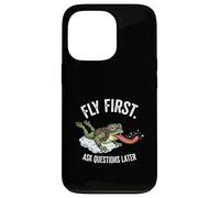 Fly First Ask Questions Later Funny Pilot Frog Lover Case for iPhone 13 Pro