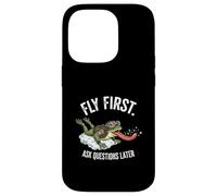 Fly First Ask Questions Later Funny Pilot Frog Lover Case for iPhone 14 Pro